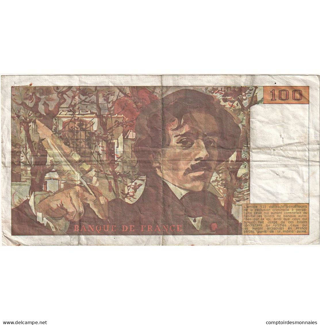 France, 100 Francs, Delacroix, 1990, T.155, TB, Fayette:69.13d), KM:154d - 100 F 1978-1995 ''Delacroix''