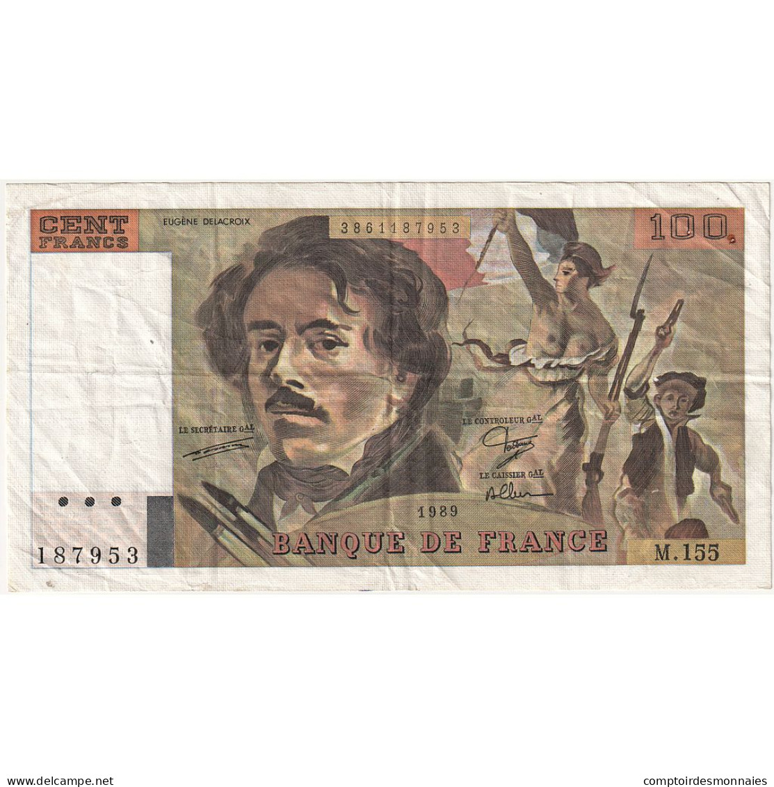 France, 100 Francs, Delacroix, 1990, M.155, TTB, Fayette:69.13d), KM:154d - 100 F 1978-1995 ''Delacroix''
