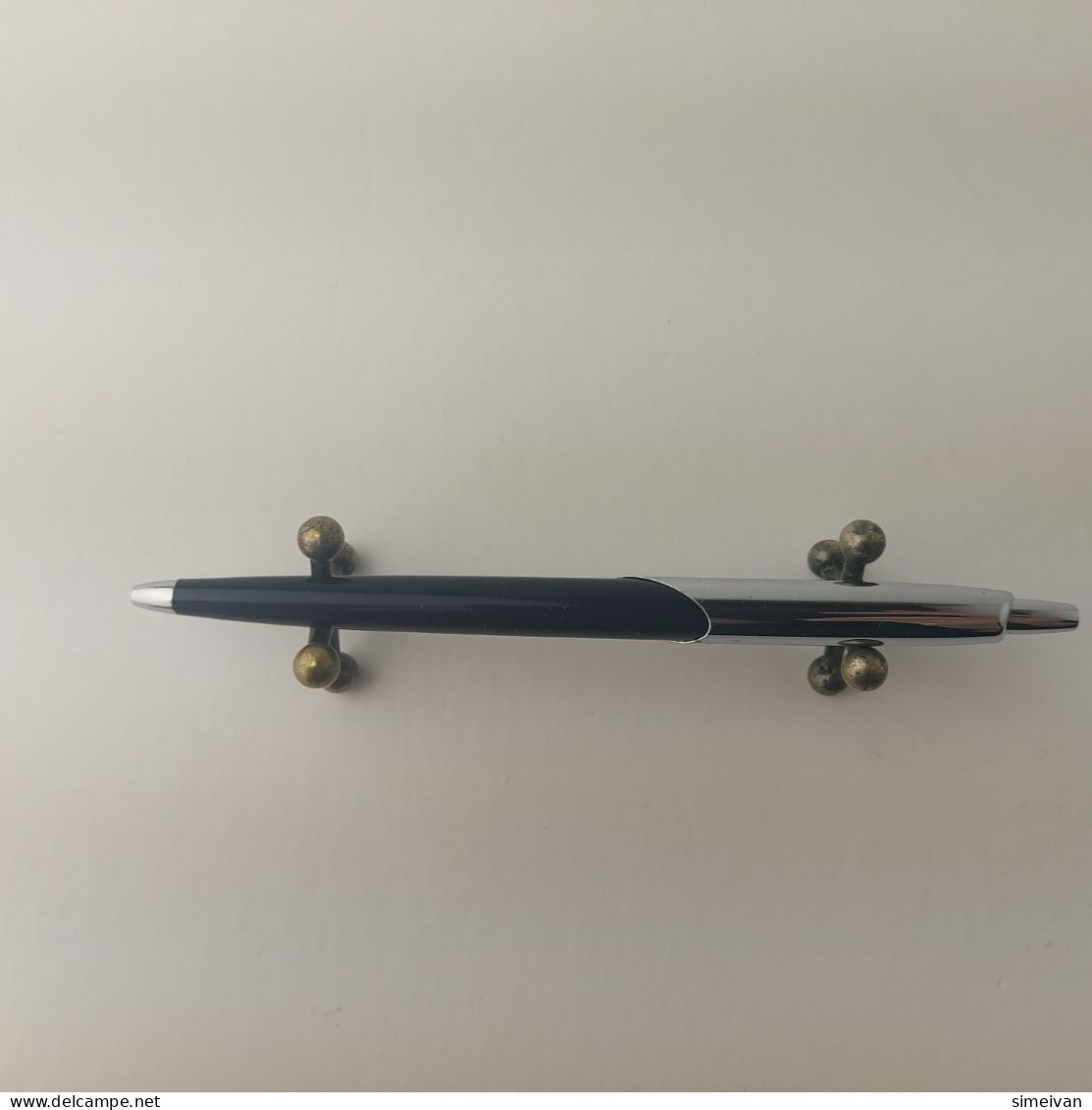 Vintage Paper Mate Capri III Black & Chrome Double Heart Ballpoint Pen #5507 - Lapiceros