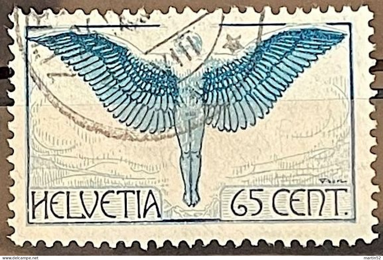 Schweiz Suisse 1924: IKARUS Zu Flug 10y (glatt) Mi 189x Yv PA 10a (lisse) Mit Stempel ZÜRICH 26.IX.3? (Zu CHF 32.00) - Usati