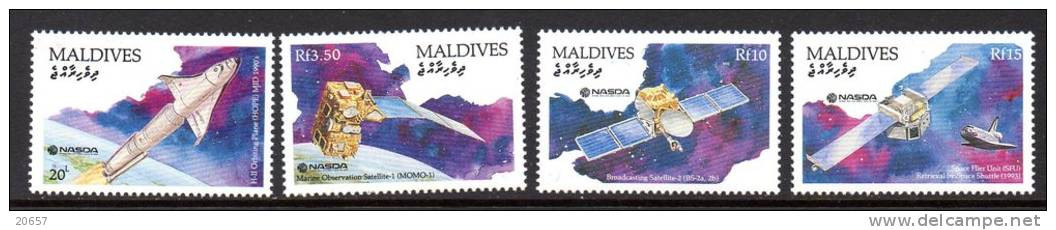 Maldives 1372/75 Navette , Space Shuttle , Satellite - USA