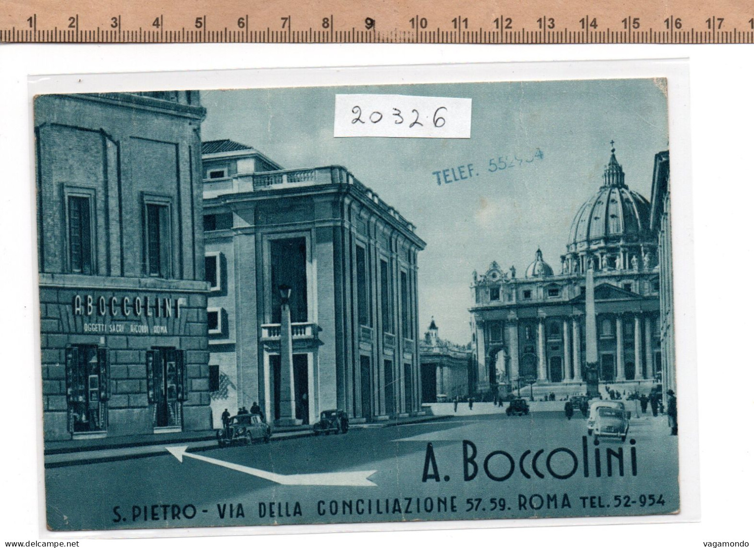 20326  ROMA VIA DELLA CONCILIAZIONE NEGOZIO BOCCOLINI ANIMATA AUTO D EPOCA - San Pietro