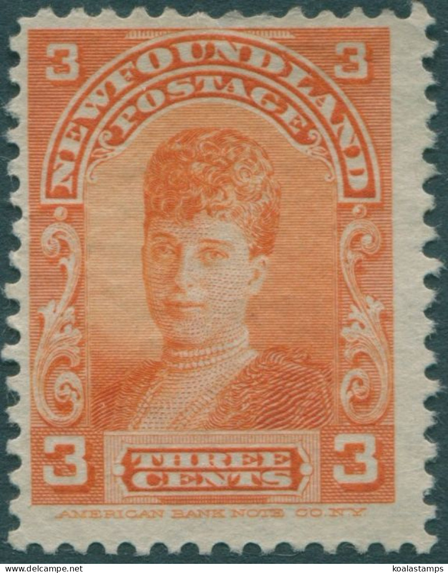 Newfoundland 1897 SG88 3c Orange Queen Alexandra MNG - 1865-1902