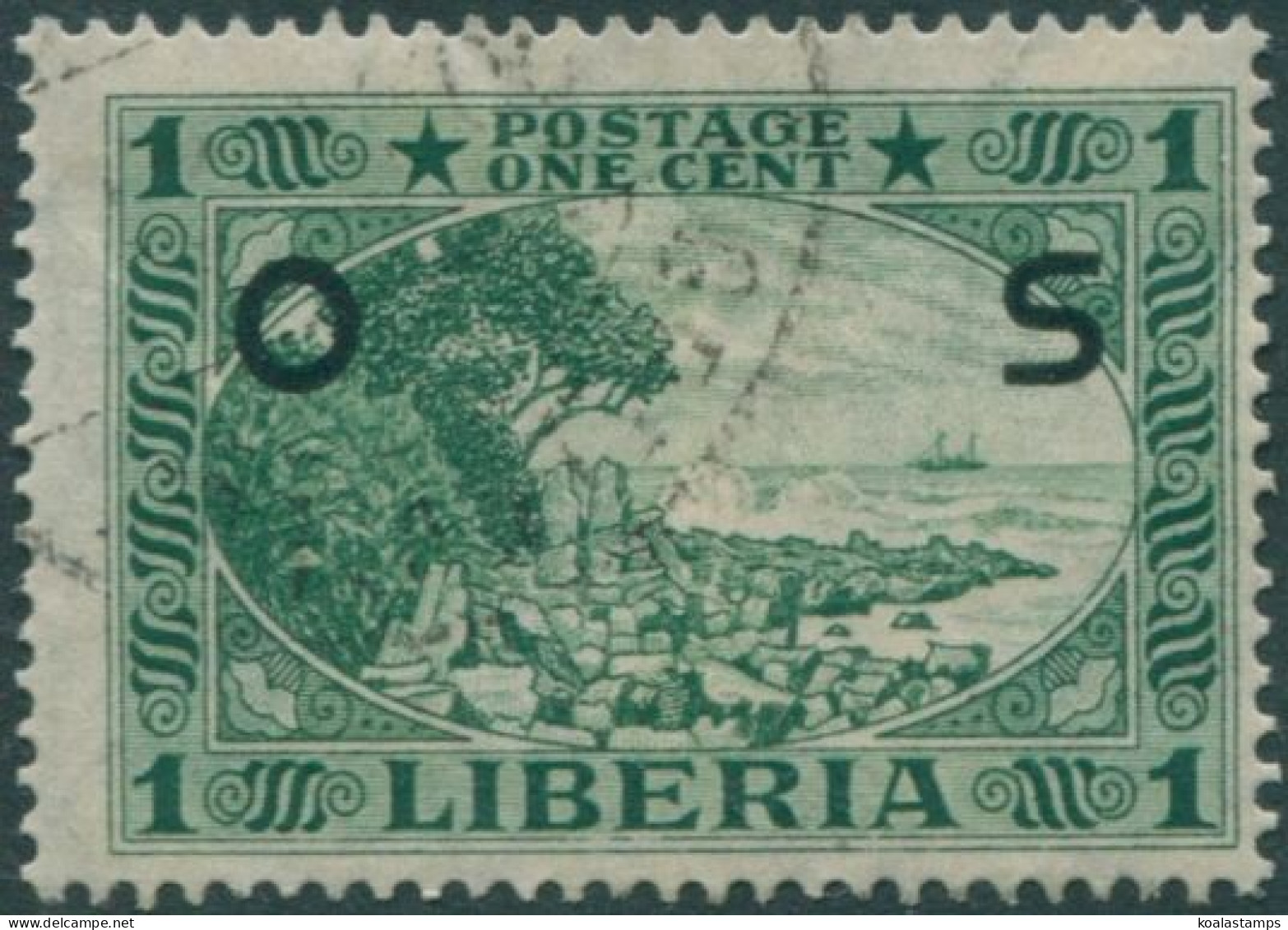 Liberia 1921 SGO428 1c Green Cape Mesurado FU - Liberia