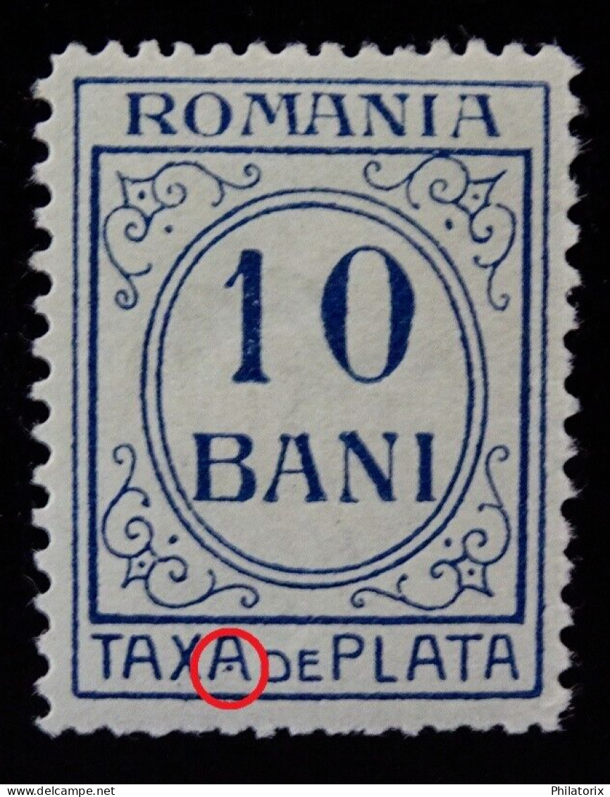 Rumänien Porto , Fehler/Error , Punkt In "A" - Port Dû (Taxe)