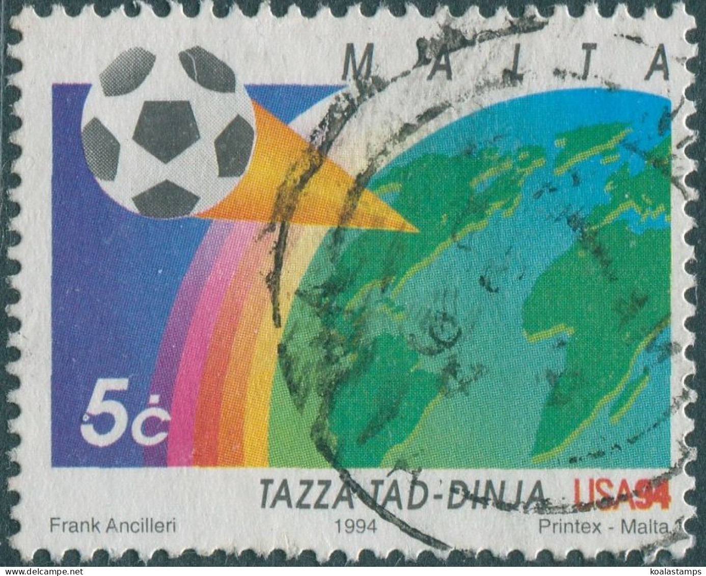 Malta 1994 SG965 5c World Cup Football FU - Malte