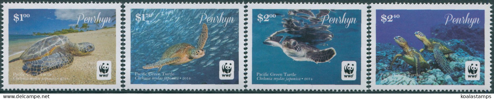 Cook Islands Penrhyn 2014 SG645-648 WWF Green Turtle White Edges Set MNH - Penrhyn