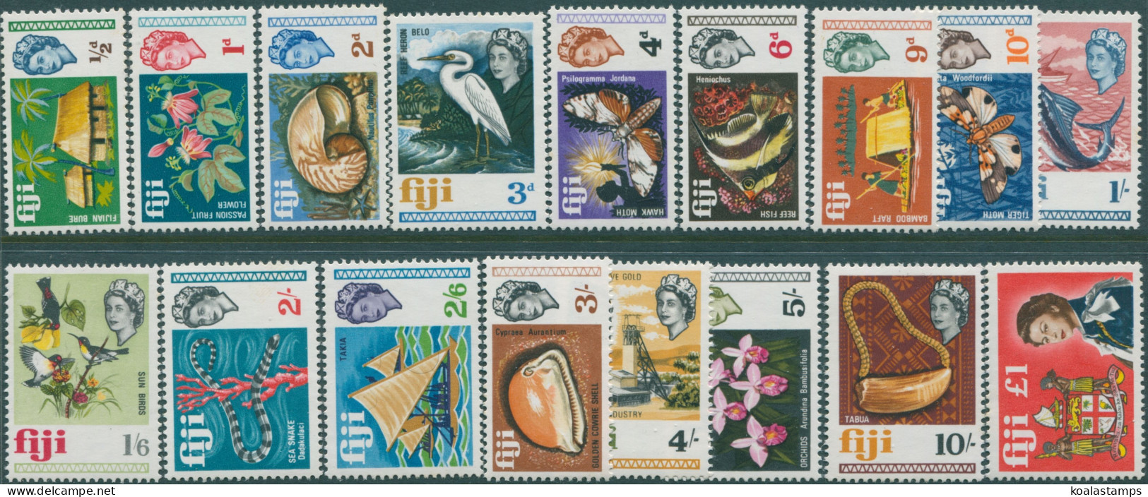 Fiji 1968 SG371-387 Definitives QEII Set MNH - Fiji (1970-...)