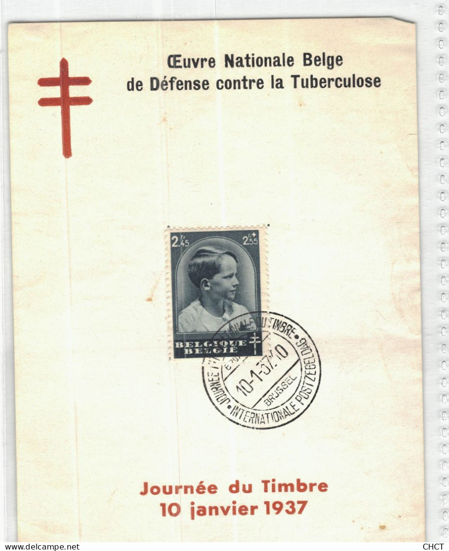 CHCT77 - Tuberculosis Defense, Stamp Day, Day Of The Stamp, Philatelic Sheet, 1937, Belgium - Otros & Sin Clasificación