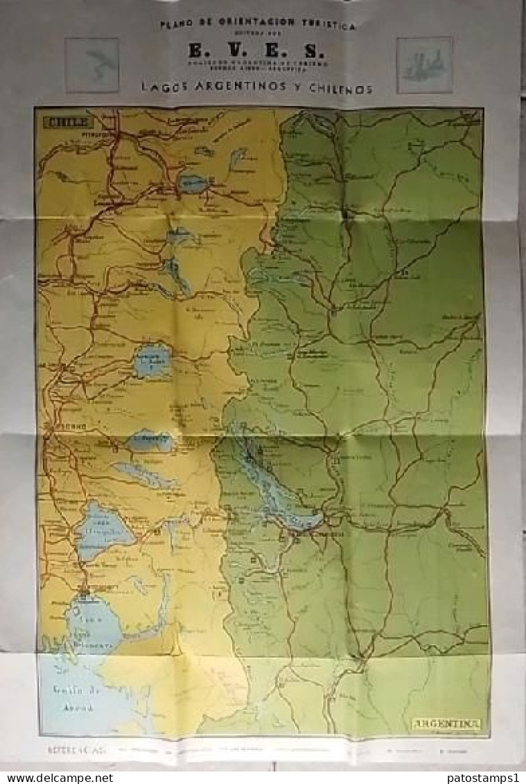 225234 ARGENTINA CHILE LOS LAGOS MAPAS MAP PLANOS DE ORIENTACION TURISTICA 57 X 3 CM NO POSTAL POSTCARD - Argentinië