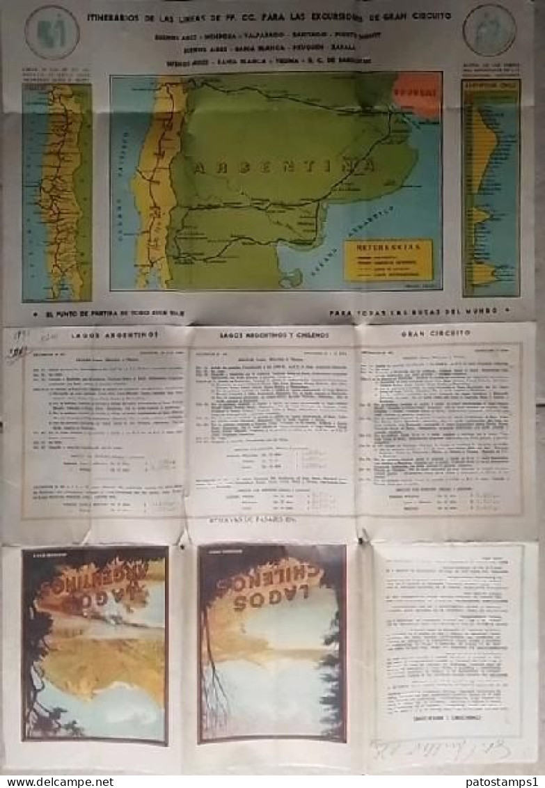 225234 ARGENTINA CHILE LOS LAGOS MAPAS MAP PLANOS DE ORIENTACION TURISTICA 57 X 3 CM NO POSTAL POSTCARD - Argentinië