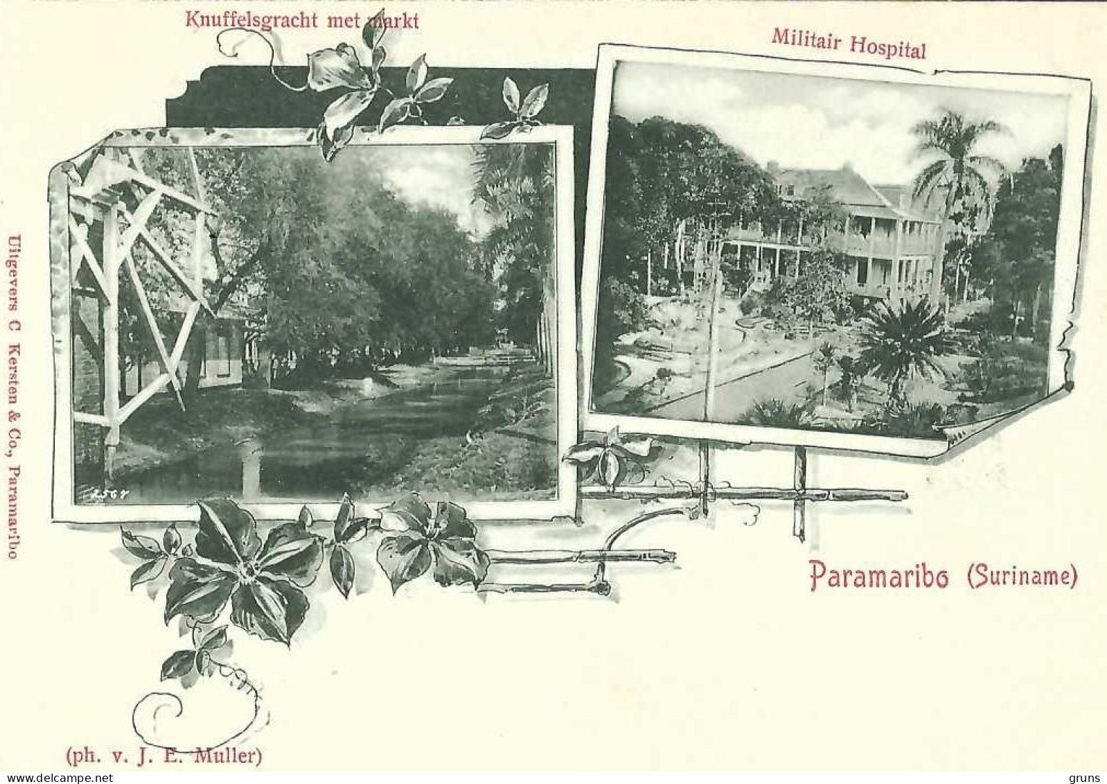 Paramaribo Knuffelsgracht Met Markt Militair Hospital - Surinam