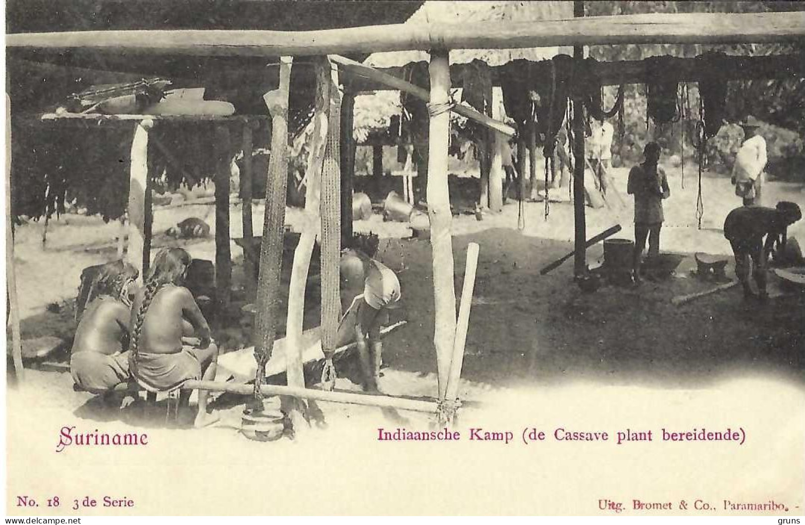 Suriname Indiaansche Kamp (de Cassave Plant Bereidende) (n°18), Top Carte, Rare - Suriname
