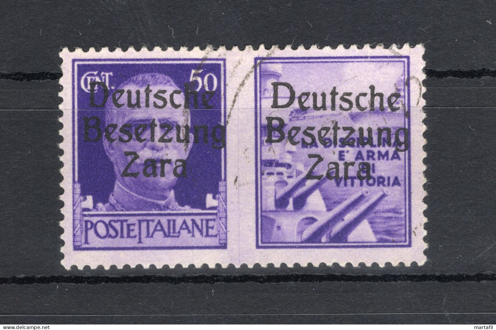 1943 Zara Occupazione Tedesca Propaganda Di Guerra N.20 USATO 50 Centesimi Violetto - Deutsche Bes.: Zara