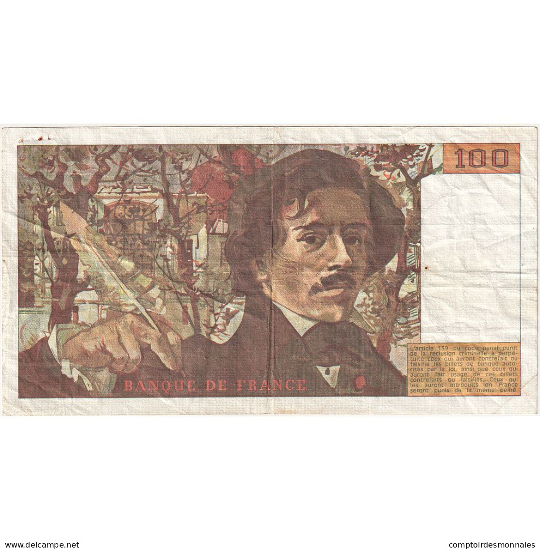 France, 100 Francs, Delacroix, 1990, B.133, TTB, Fayette:69.13a, KM:154d - 100 F 1978-1995 ''Delacroix''