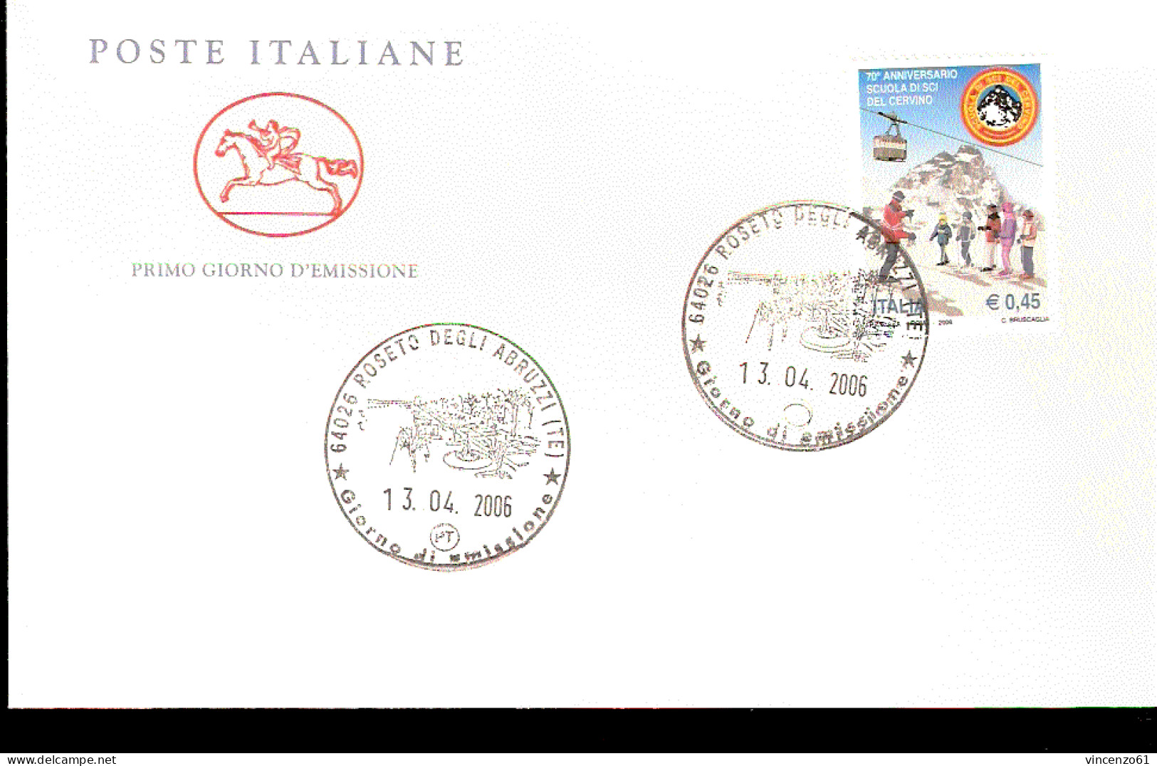 2006 ANNULLO FDC 70° Anniversario Della Scuola Di Sci Del Cervino. - Sci