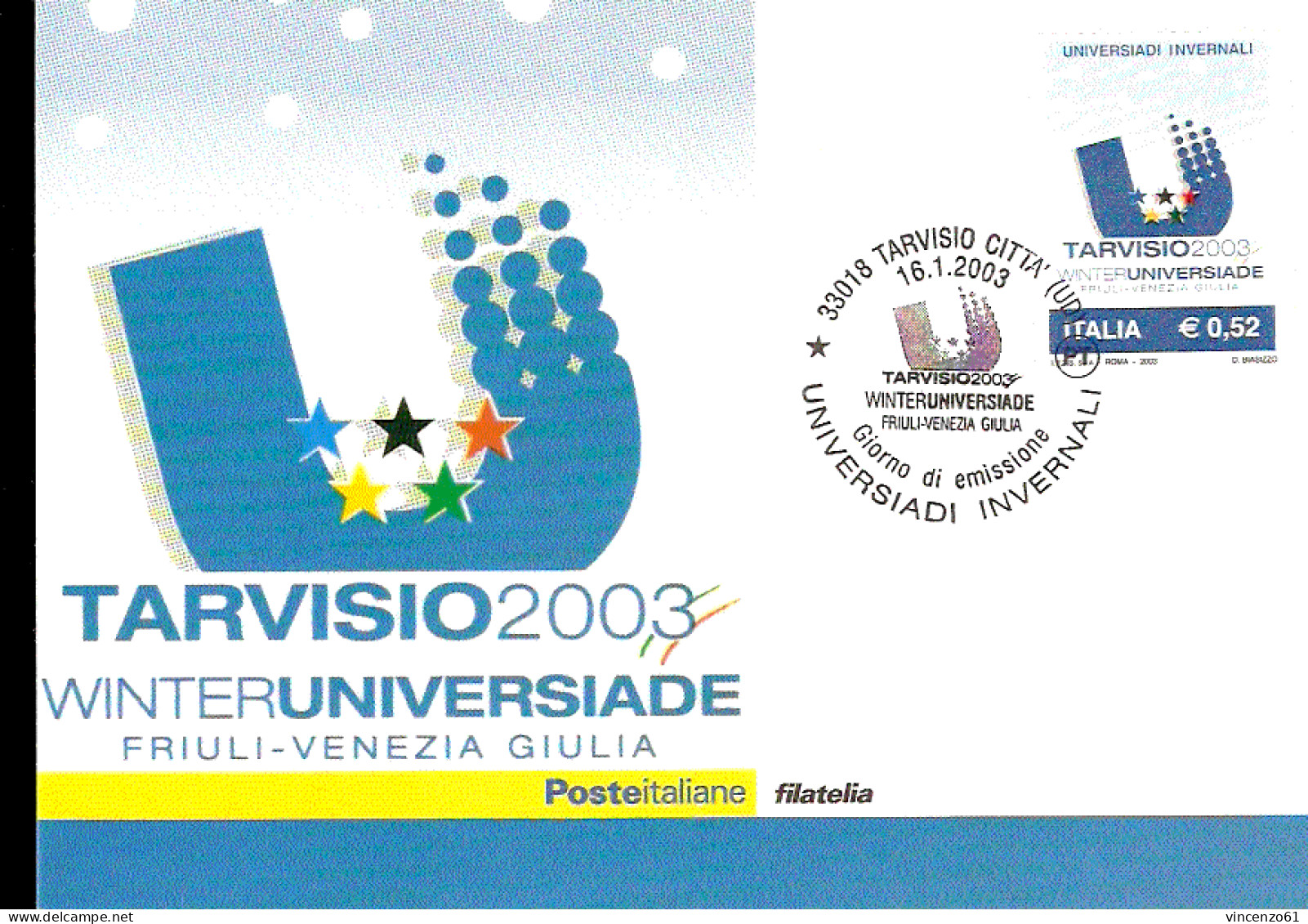 Universiadi Invernali 2003 Tarvisio Friuli  Cartolina Maximum - Sci
