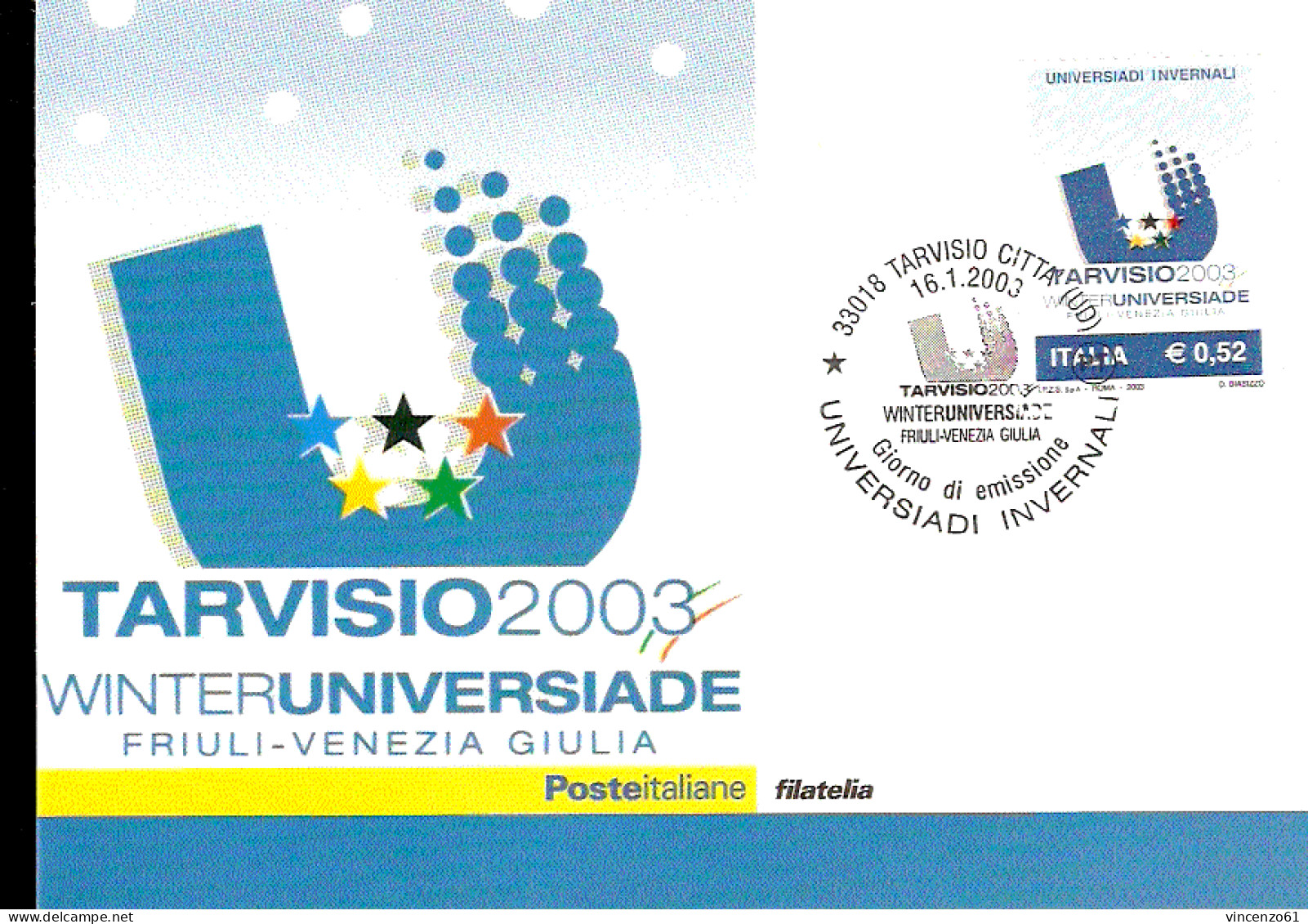 Universiadi Invernali 2003 Tarvisio Friuli  Cartolina Maximum - Sci