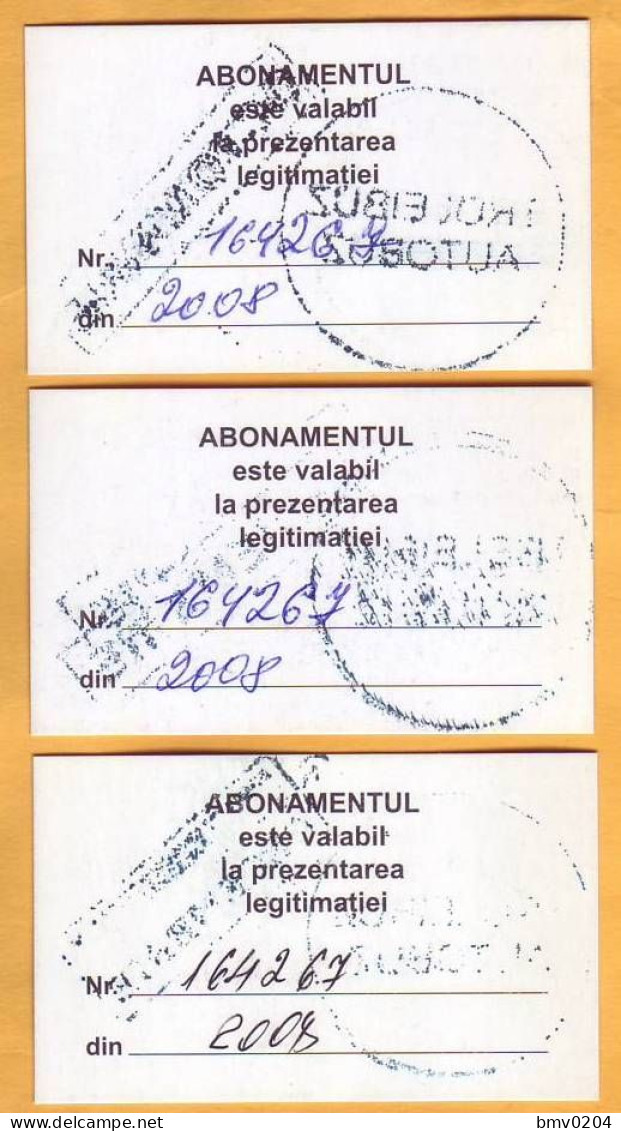 2017 Moldova Moldavie  Chisinau, Trolleybus-bus, 3 Monthly Passes, Used  10 - 12 - Europe