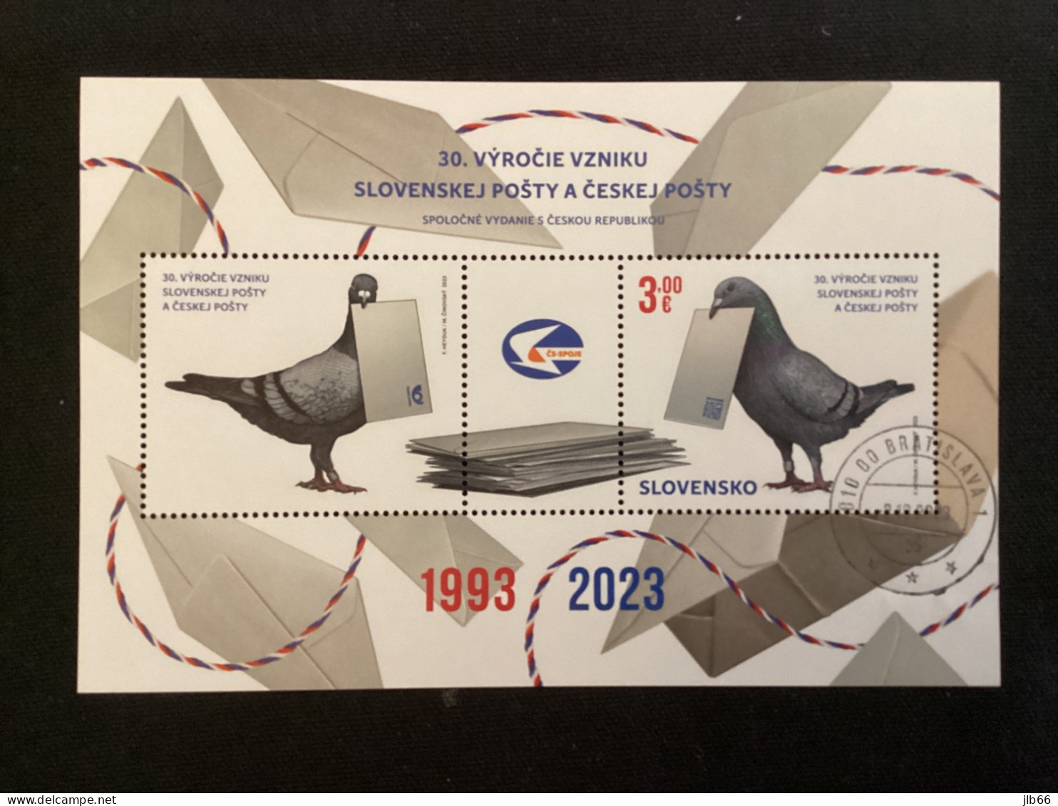 SK 2023 Bloc Pofis 803 Yvert BF 62 Oblitéré émission Commune Tchéquie 30 Ans Création Des Postes SK Et CZ - Used Stamps