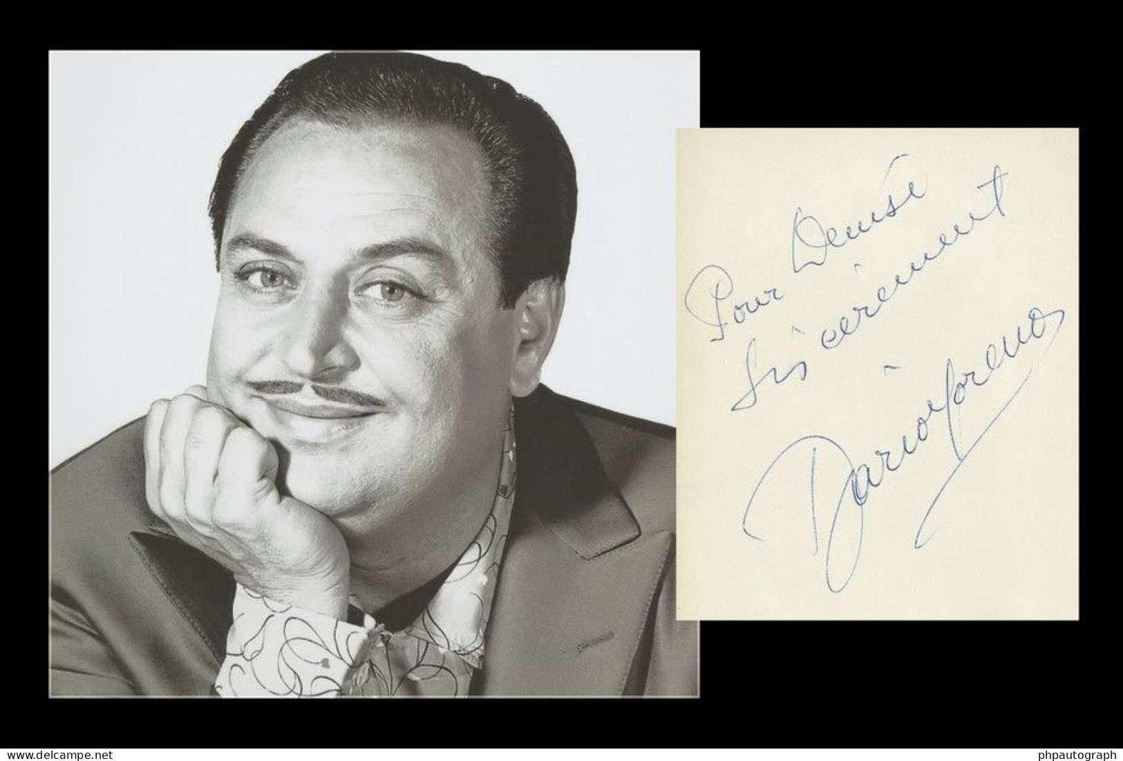 Dario Moreno (1921-1968) - Turkish Singer - Signed Album Page + Photo - 1952 - Cantantes Y Musicos