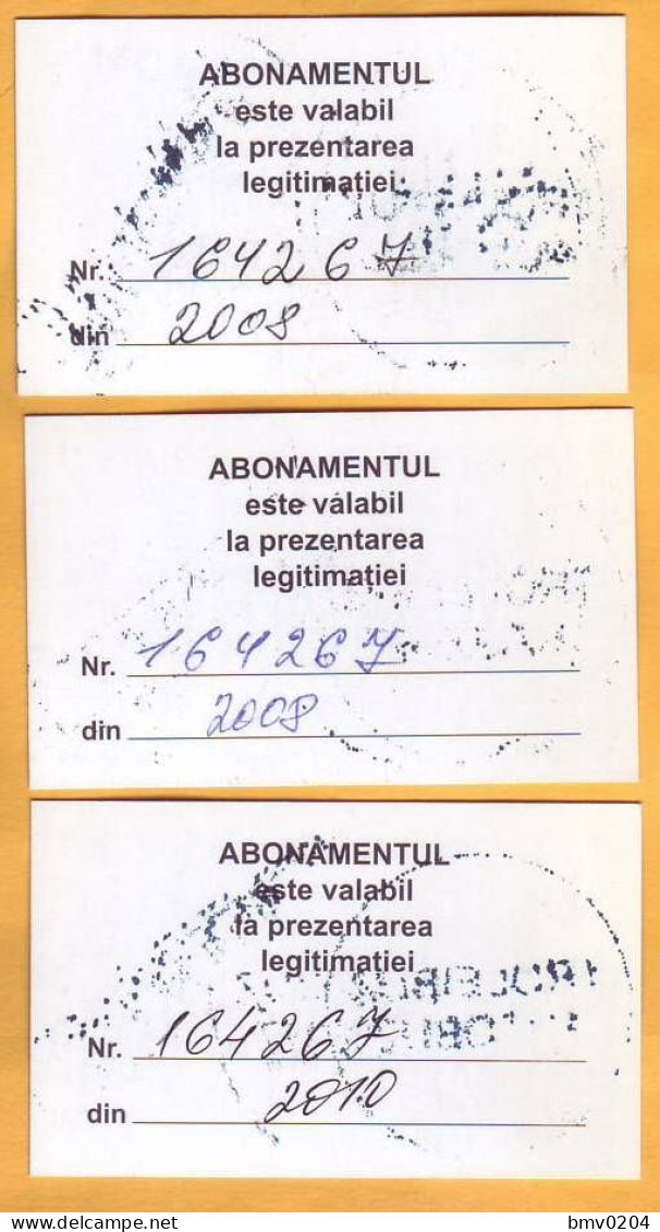 2017 Moldova Moldavie  Chisinau, Trolleybus-bus, 3 Monthly Passes, Used 4-6 - Europe