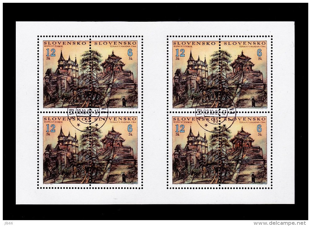 Bloc De 4X2 Timbres Chine  2002  YT 374/375 Oblitéré/  Sheet  2002 Used  Mi 433/434 China - Blocs-feuillets