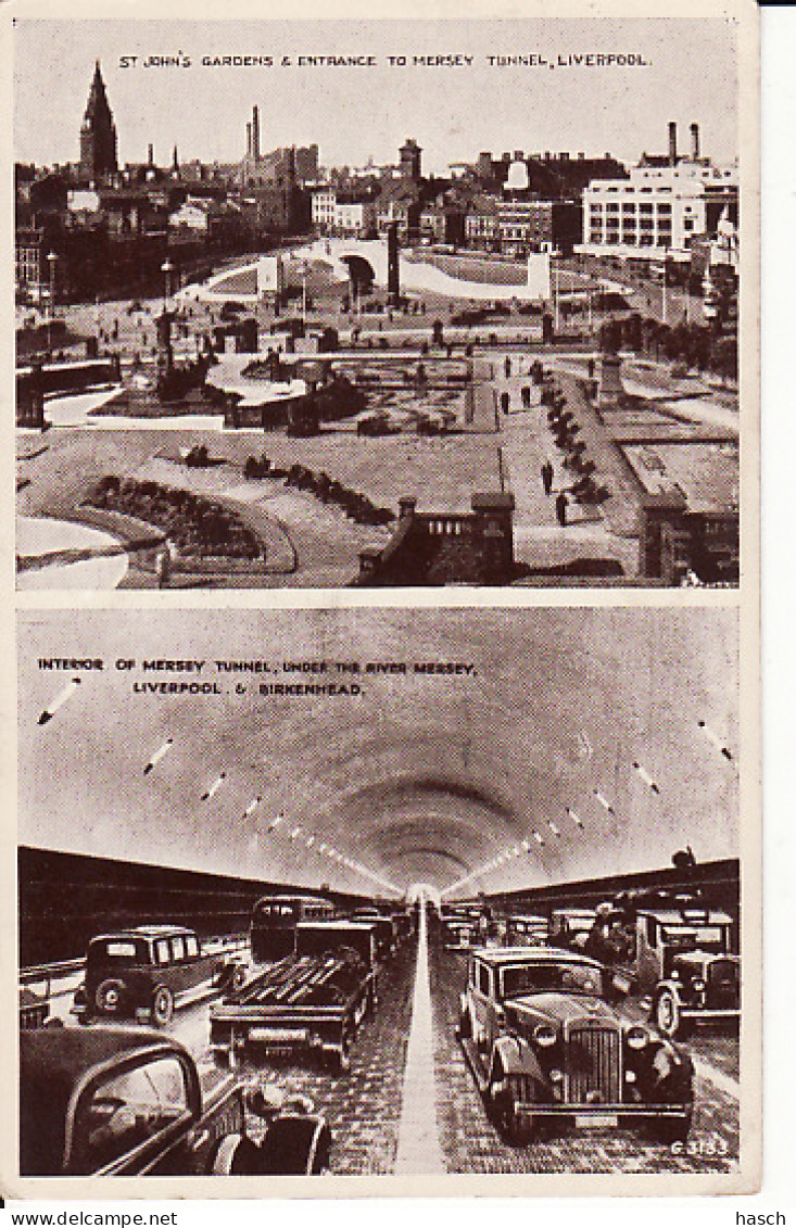 2811	7	Liverpool, St. John’s Gardens & Entrance To Mersy Tunnel - Liverpool, Interior Of Mersey Tunnel, Under The River  - Liverpool