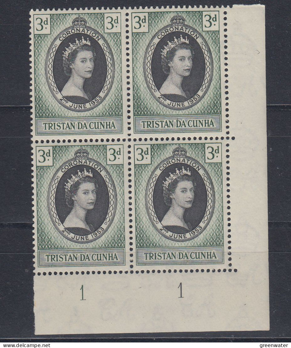 Tristan Da Cunha 1953 Coronation 1v Bl Of 4 (corner) ** Mnh (TDC155) - Tristan Da Cunha