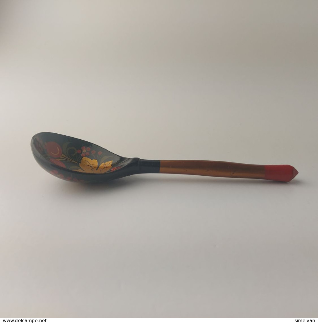 Vintage Khokhloma Wooden Spoon. Hand Painted In Russia Russian Art  #5510 - Lepels