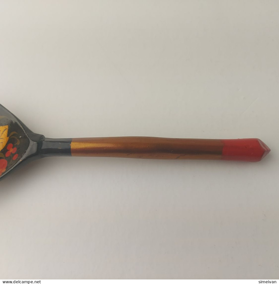 Vintage Khokhloma Wooden Spoon. Hand Painted In Russia Russian Art  #5510 - Cuillères