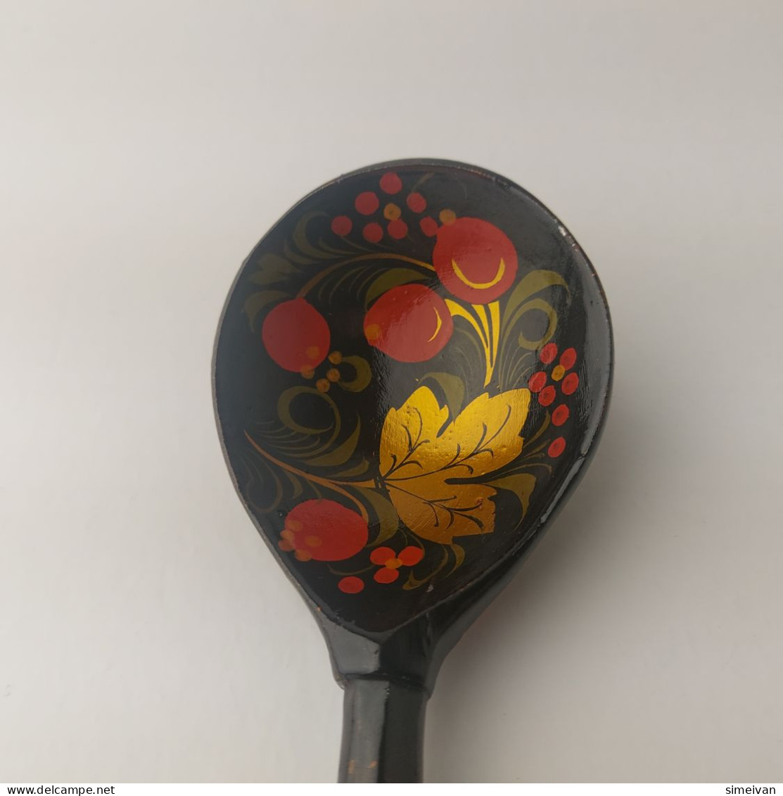 Vintage Khokhloma Wooden Spoon. Hand Painted In Russia Russian Art  #5510 - Spoons