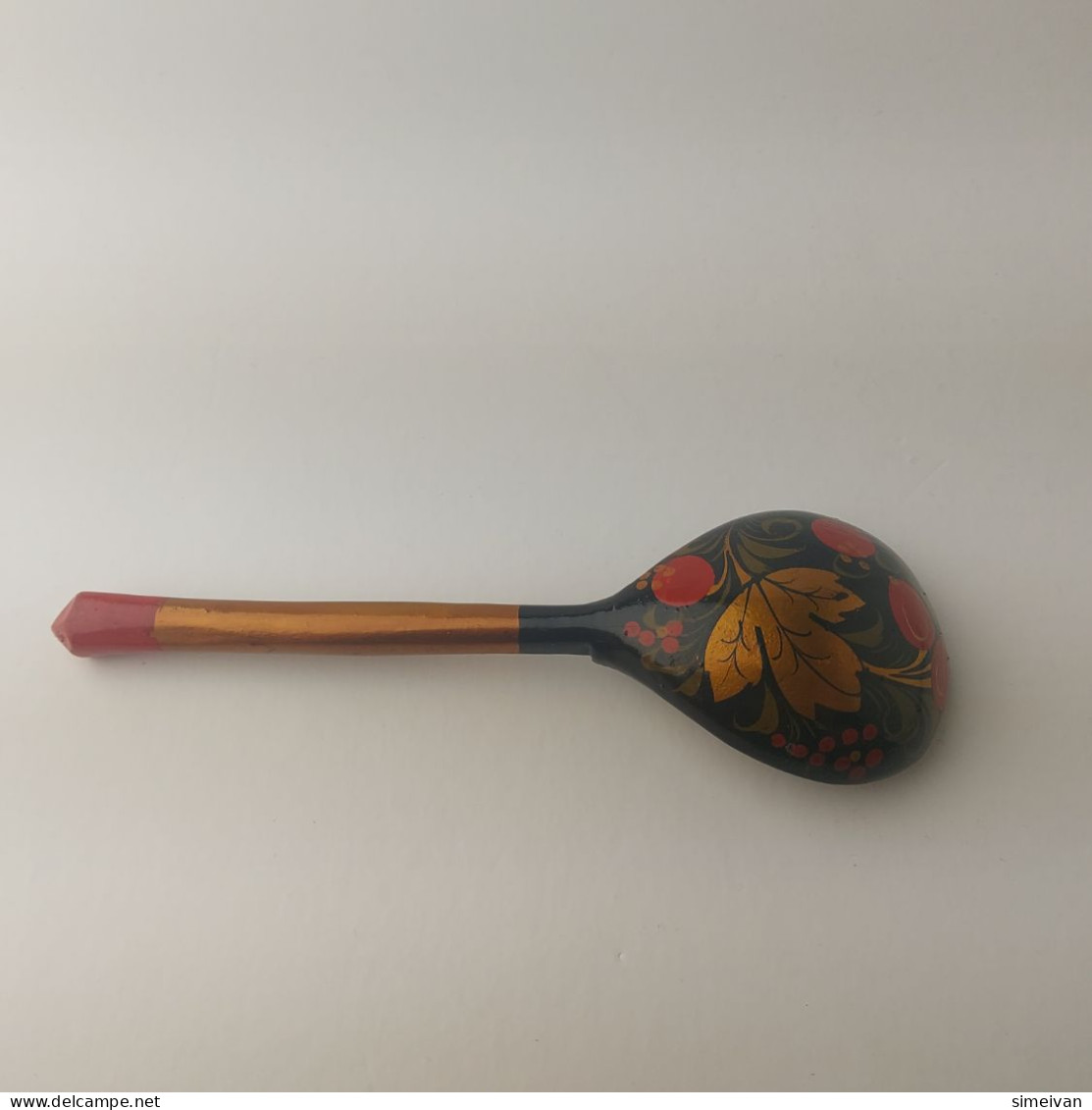 Vintage Khokhloma Wooden Spoon. Hand Painted in Russia Russian Art  #5510