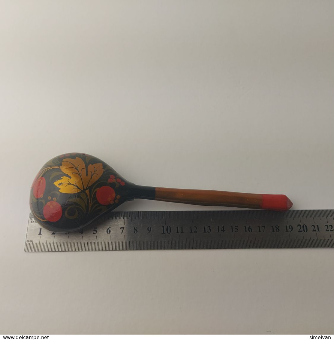 Vintage Khokhloma Wooden Spoon. Hand Painted in Russia Russian Art  #5510