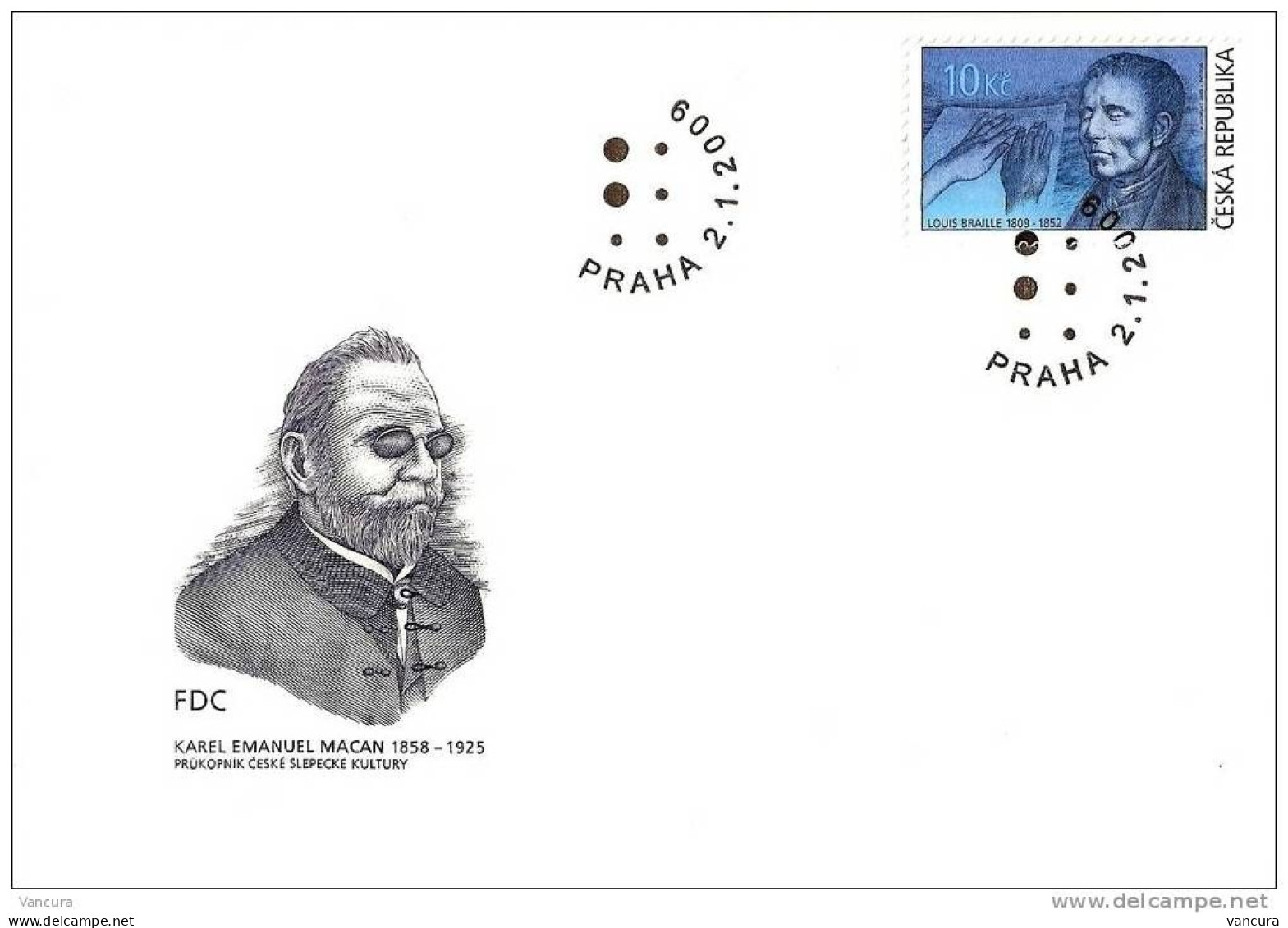 FDC 585 Czech Republic L. Braille 2009 - Handicap