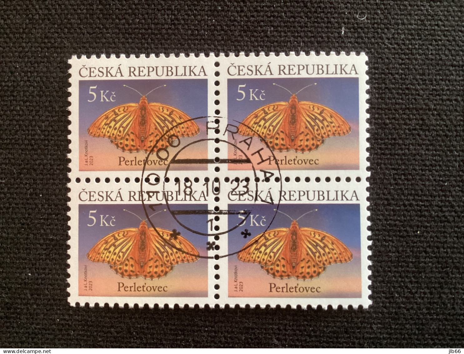 Pofis 1236 Yvert 1059 Oblitéré CZ 2023  Butterfly Papillon Tabac D’Espagne Argynnis Paphia Bloc De 4 - Usados