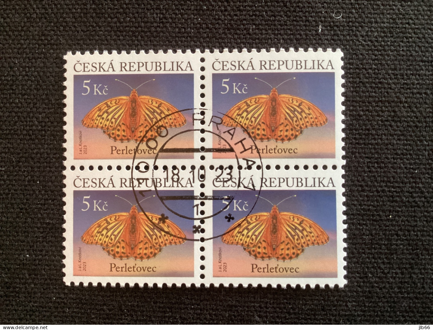 Pofis 1236 Yvert 1059 Oblitéré CZ 2023  Butterfly Papillon Tabac D’Espagne Argynnis Paphia Bloc De 4 - Used Stamps