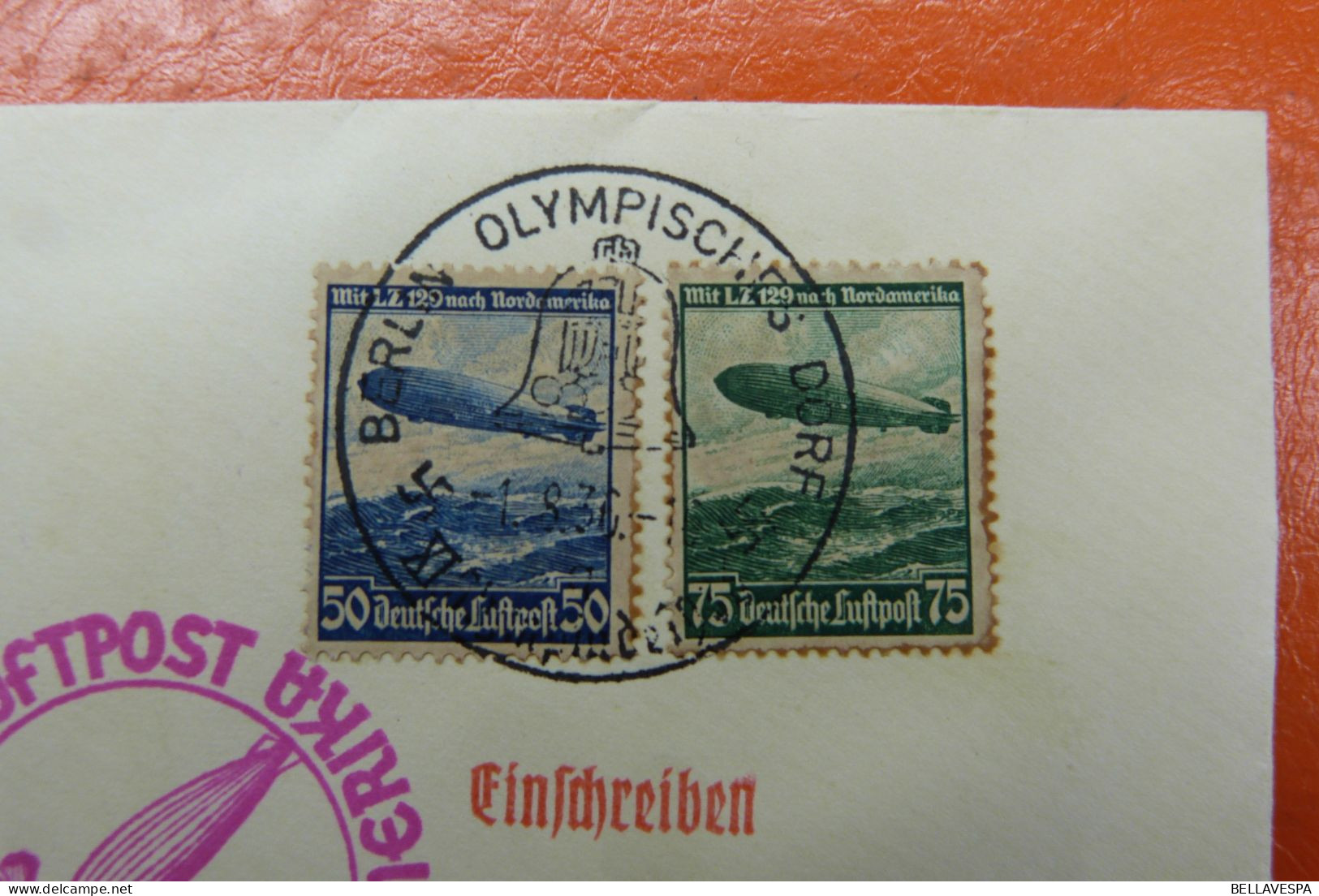 Luftschiff HINDENBURG 05.08.1936  Berlin Olympisch Dorf 484 A /Einschreiben DEUTSCHE LUFTPOST  Ney-York Madison Square - Luft- Und Zeppelinpost