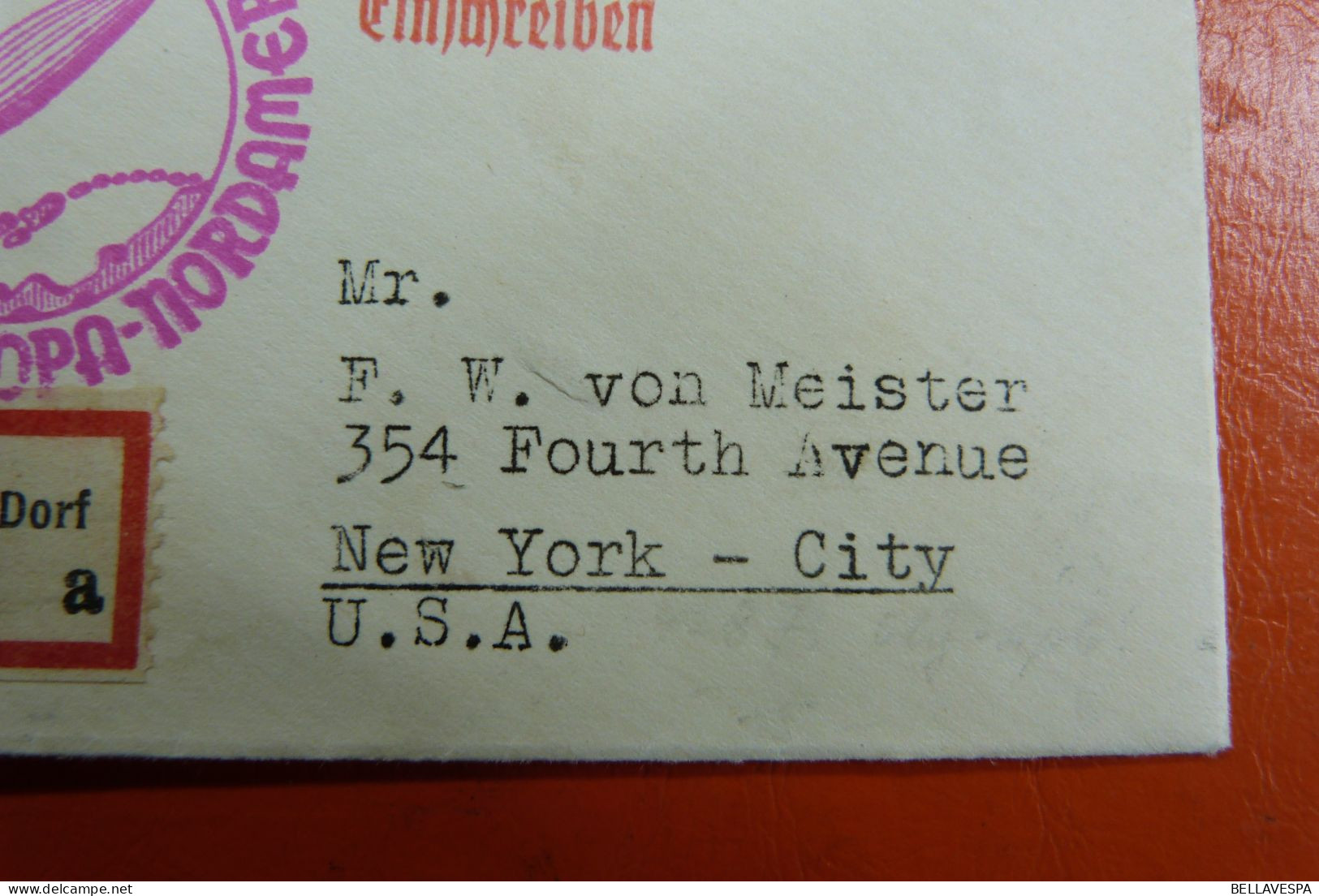 Luftschiff HINDENBURG 05.08.1936  Berlin Olympisch Dorf 484 a /Einschreiben DEUTSCHE LUFTPOST  Ney-York Madison Square