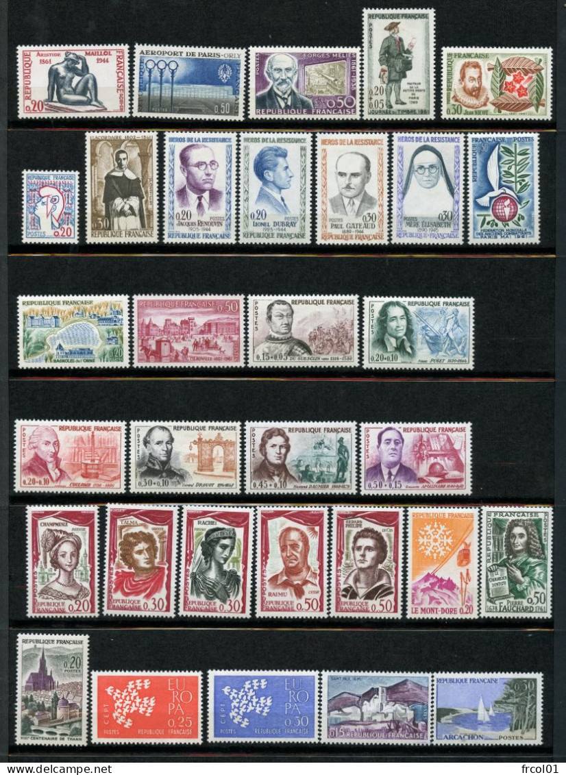 France, Yvert Année Complète 1961** Luxe, 1281/1324, 44 Timbres , MNH - 1950-1959