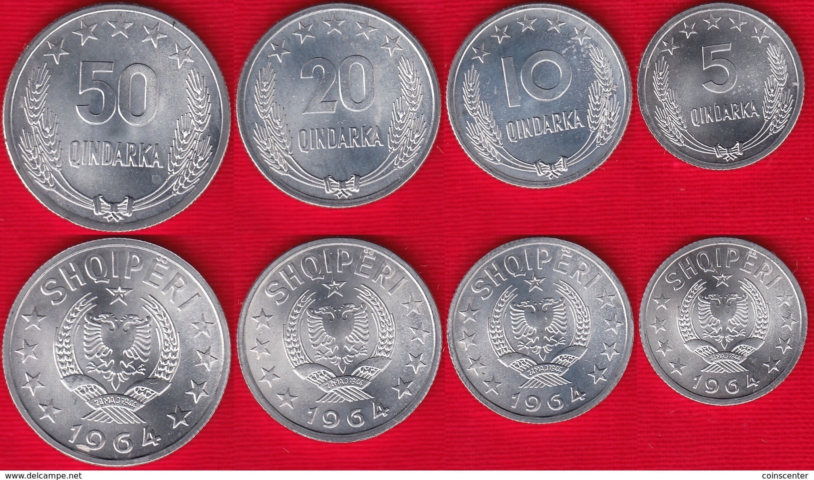 Albania Set Of 4 Coins: 5 - 50 Qindarka 1964 UNC - Albanien