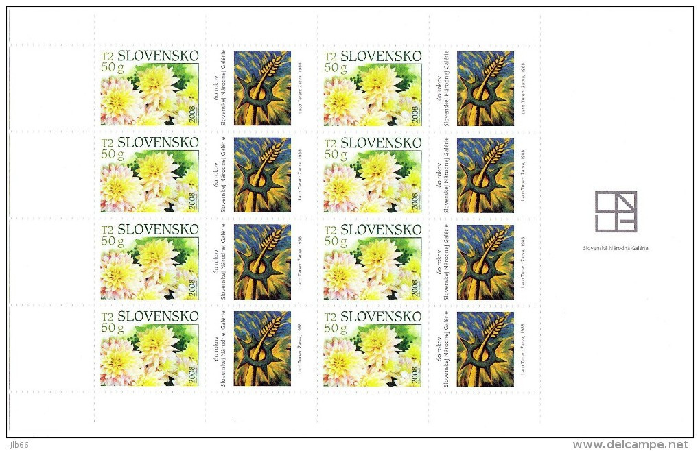 Bloc De 8 Timbres + Coupons Dahlias  Neuf YT 500 / Sheet Flower 2008 Mint Mi 575 Dahlien - Blocks & Sheetlets