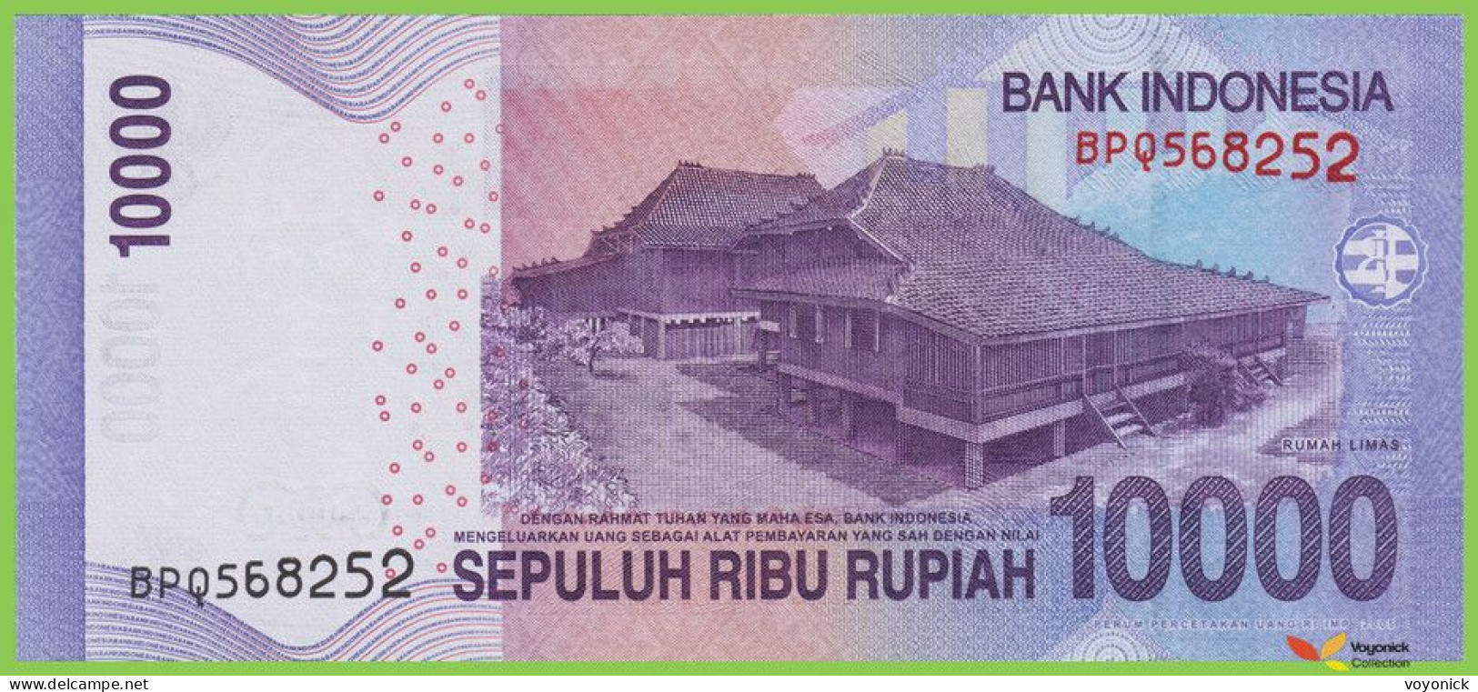 Voyo INDONESIA 10000 Rupiah 2016 P150h B604h BPQ UNC Rumah Houses - Indonesien