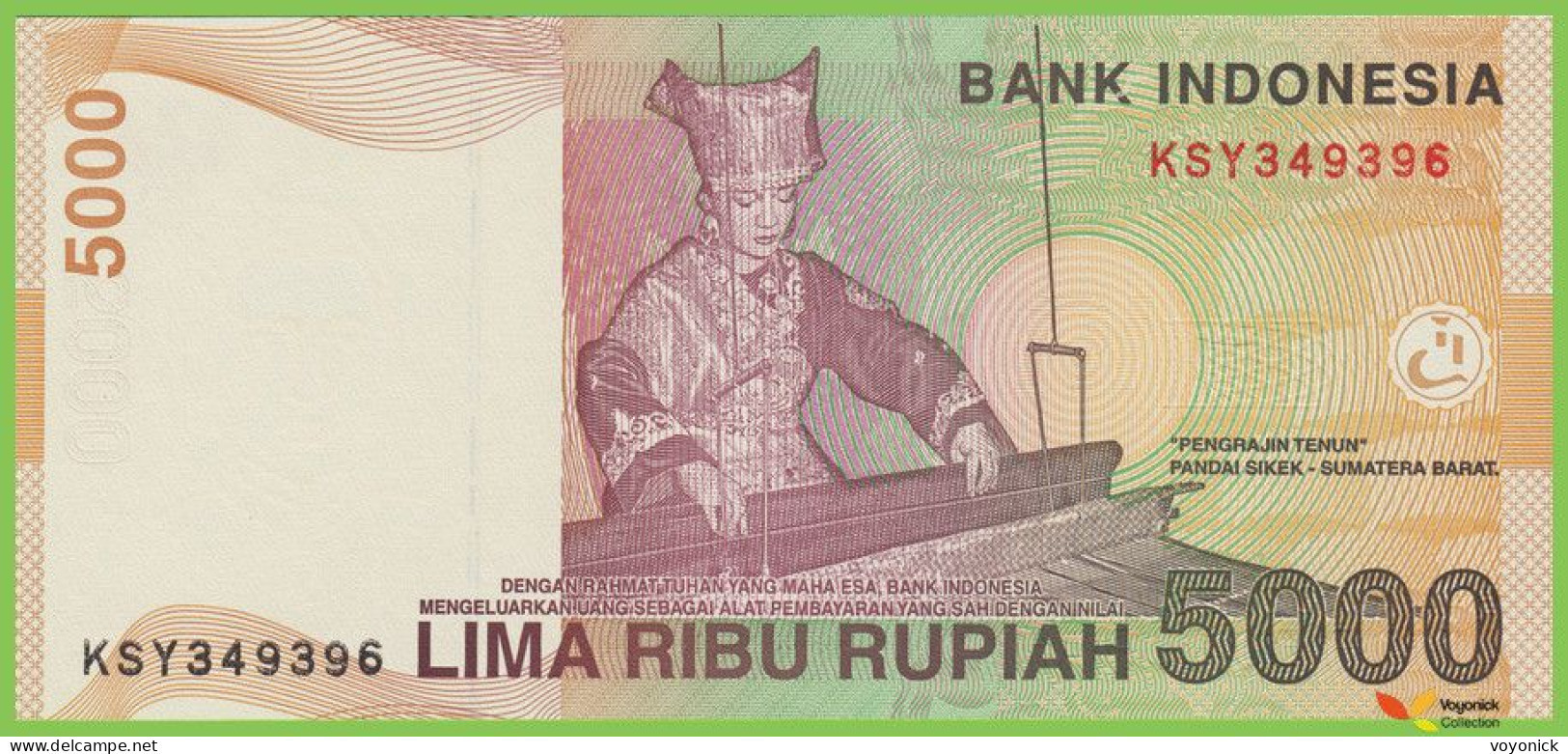 Voyo INDONESIA 5000 Rupiah 2001/08 P142h Prefix KSY UNC Pengrajin Tenun - Indonesien