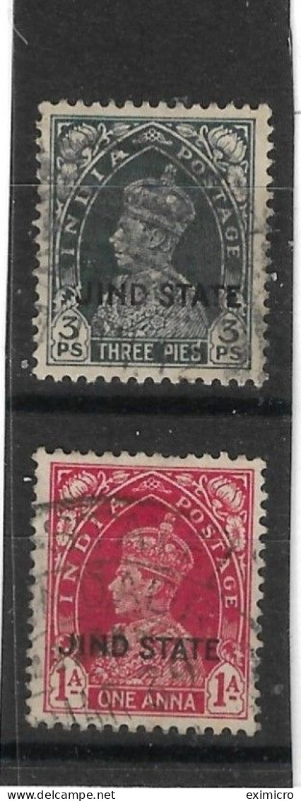 INDIA - JIND 1937 - 1938 3p, 1a SG 109, 112 FINE USED Cat £4.25 - Jhind