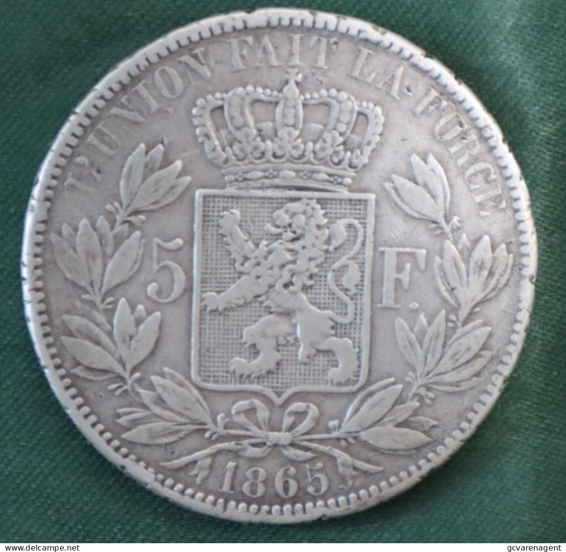 LEOPOLD PREMIER  1865  MET PUNT NA F      ZIE AFBEELDINGEN - 5 Frank