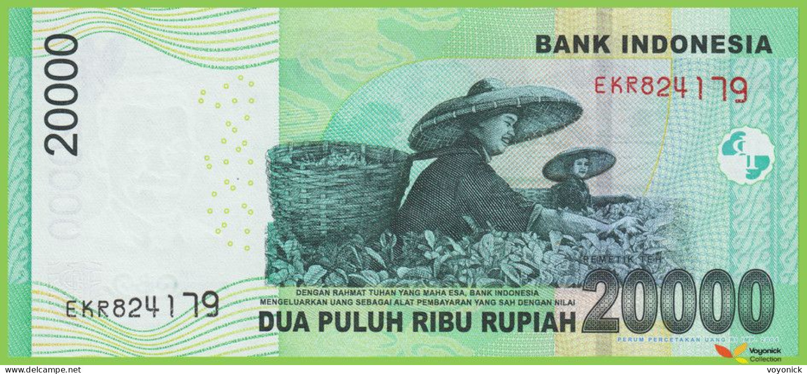 Voyo INDONESIA 20000 Rupiah 2004/2016 P151f B605f EKR UNC Tea Harvest - Indonesia