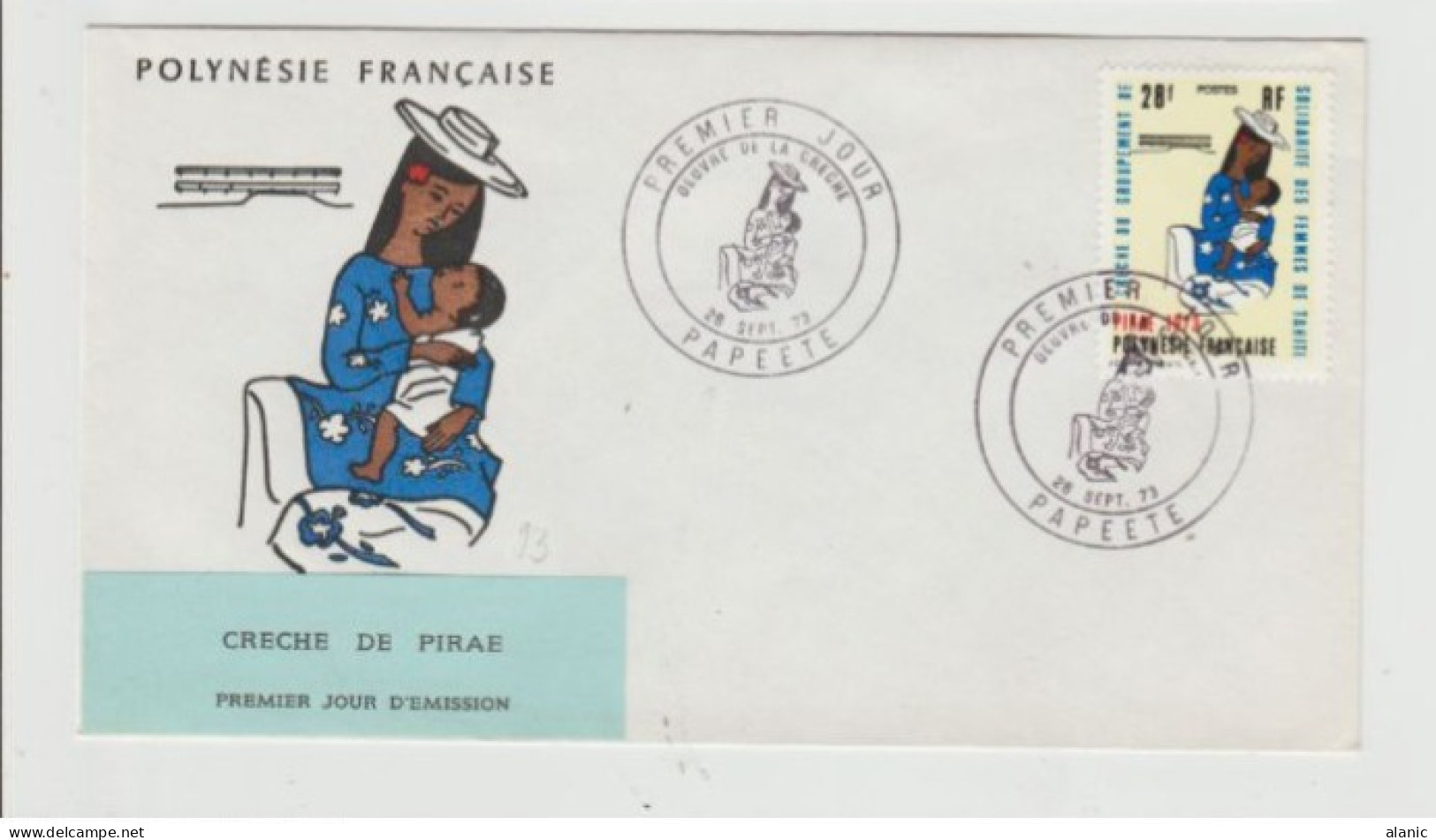 POLYNESIE- FDC -CRECHE DE PIRAE - 1973 - N° 93 - FDC