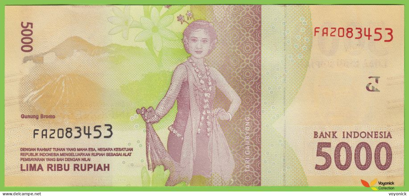 Voyo INDONESIA 5000 Rupiah 2016 P156a B611a FAZ UNC Tari Gambyong Dancers - Indonesia