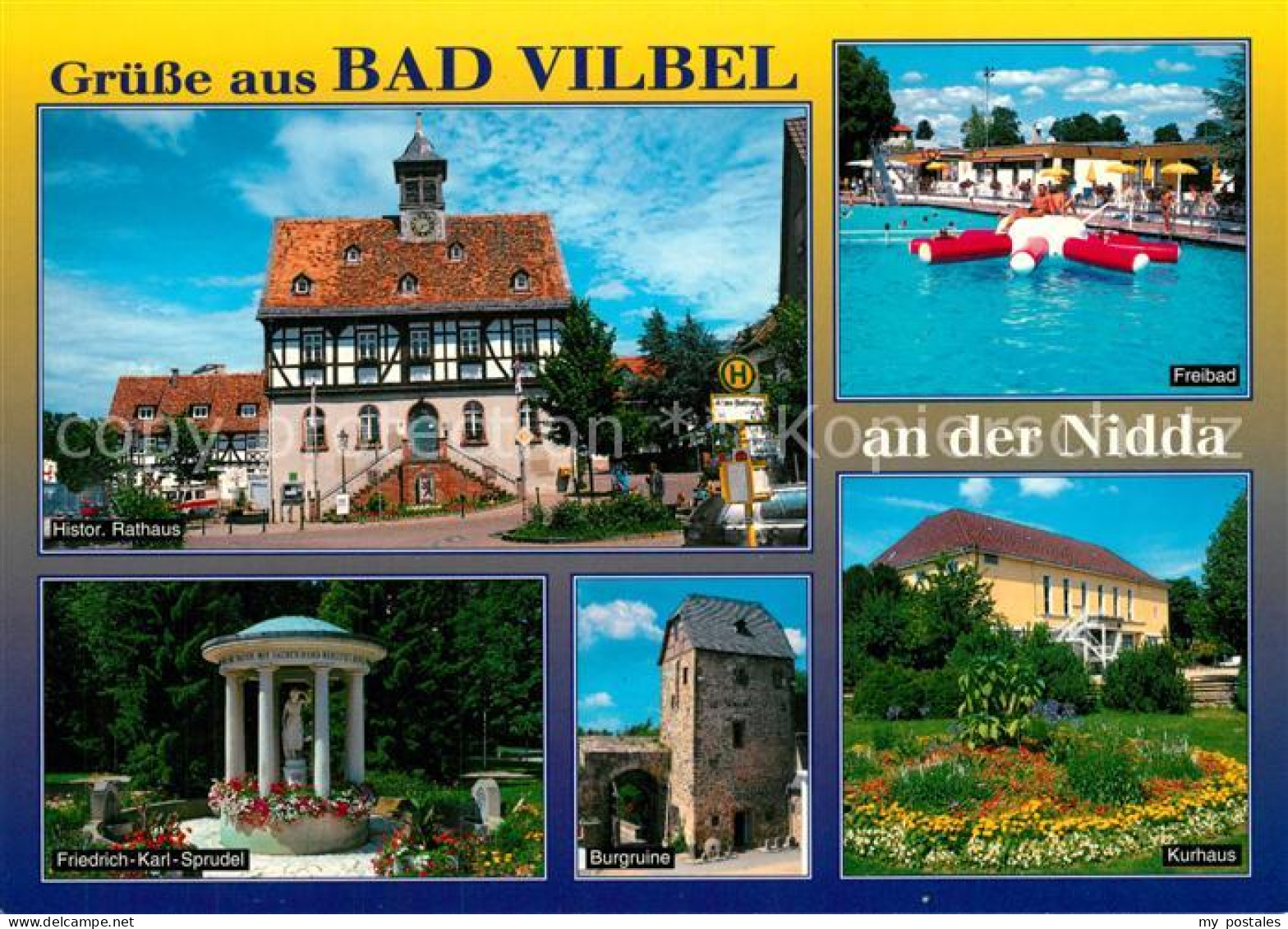 73207967 Bad Vilbel Rathaus Freibad Friedrich Karl Sprudel Burgruine Kurhaus Bad - Bad Vilbel